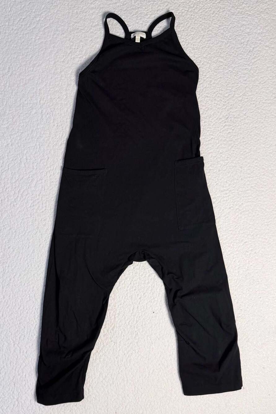 Chelsea & Violet Girls Black Racerback Drop Crotch Jumpsuit with Pockets